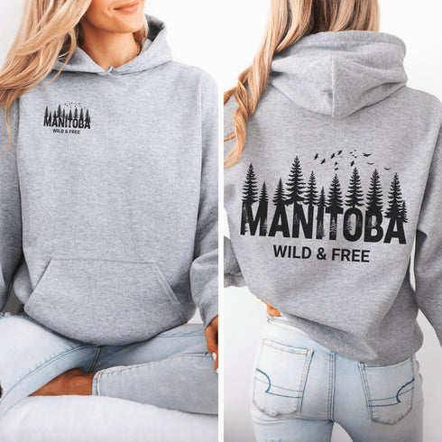 This striking design showcases a serene forest scene that reflects the natural charm and rugged landscapes of Manitoba.